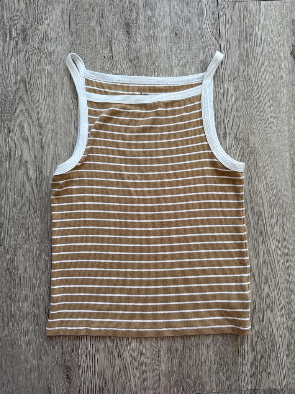 GAP Tan and White Striped Ribbed Tank - Women